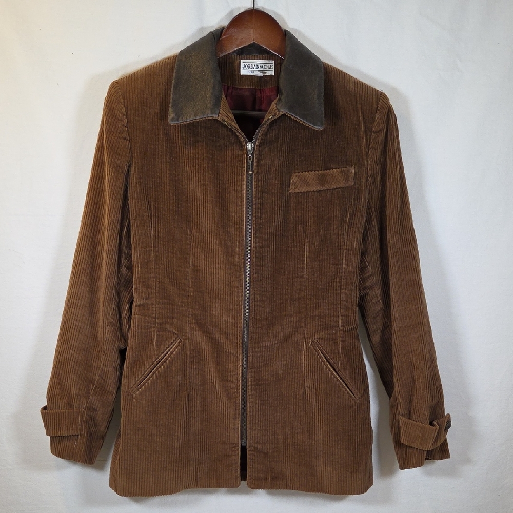Vintage Jordan & Cole USA Brown Corduroy Utility Jacket Womens Size Small